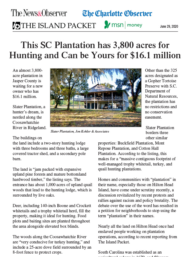 The Post and Courier Tomotley Plantation